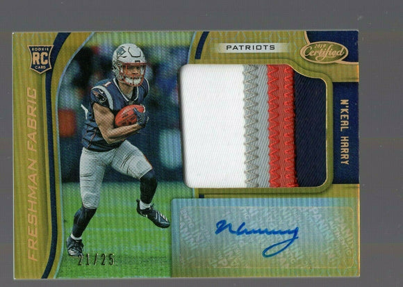 2019 Panini Certified N'Keal Harry RC Rookie Gold Auto Patch #21/25 Patriots