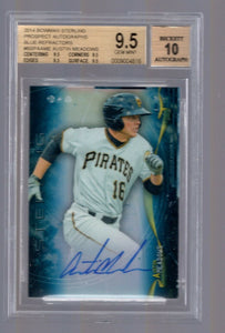 2014 Bowman Sterling Austin Meadows Blue Refractor Auto #3/25 BGS 9.5/10 Rays
