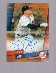 2019 Topps Finest Luke Voit Auto Orange Refractor #03/25 Yankees