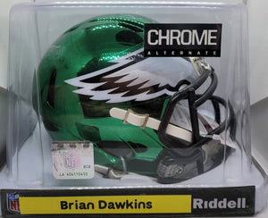 Brian Dawkins Signed Chrome Eagles Mini Helmet w/ inscription JSA Authenticated