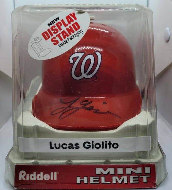 Lucas Giolito Signed Nationals Mini Helmet JSA Authenticated