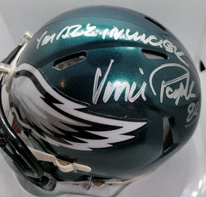 Vince Papale Signed Eagles Mini Helmet w/ inscription JSA Authenticated